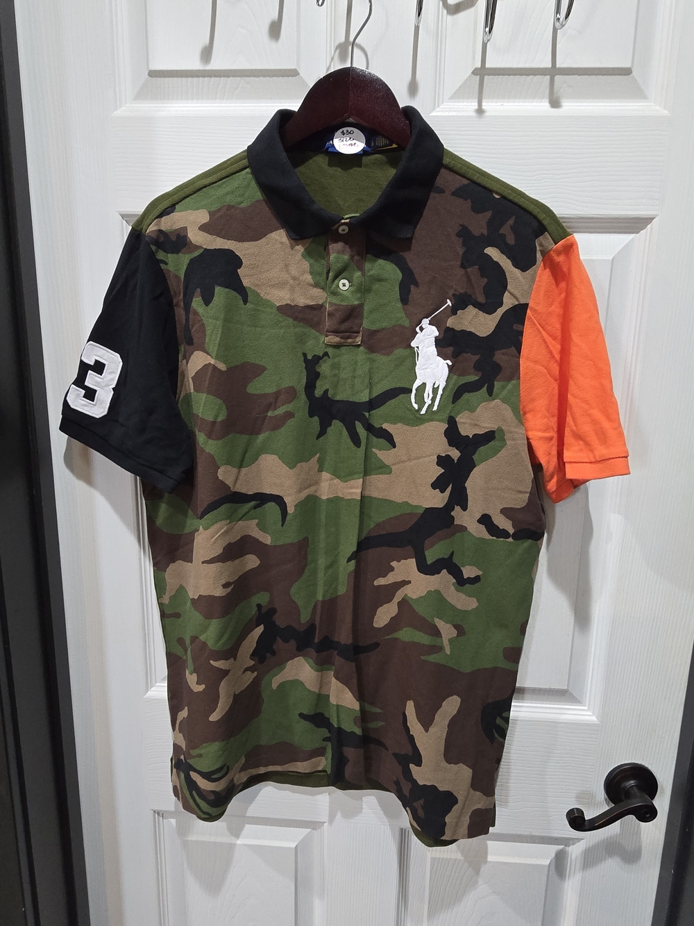 Polo by Ralph Lauren Camouflage Patchwork Polo - Green Camo, Black & Orange